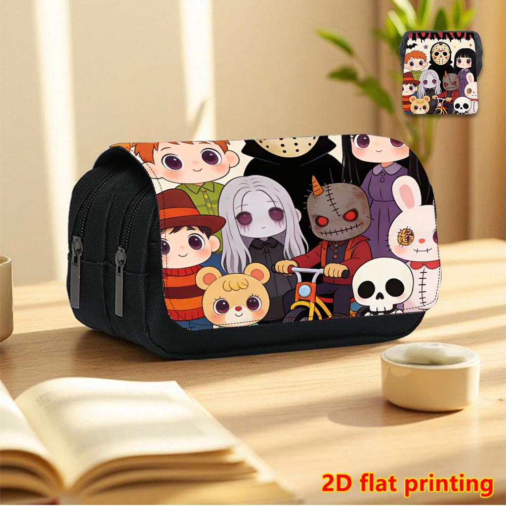 1pc Dark Cute & Fun Series Double-Layer Flip-Top Pencil Case Suitable for School, Travel & Office - Large Capacity Multi-Functional Organizer with Dou