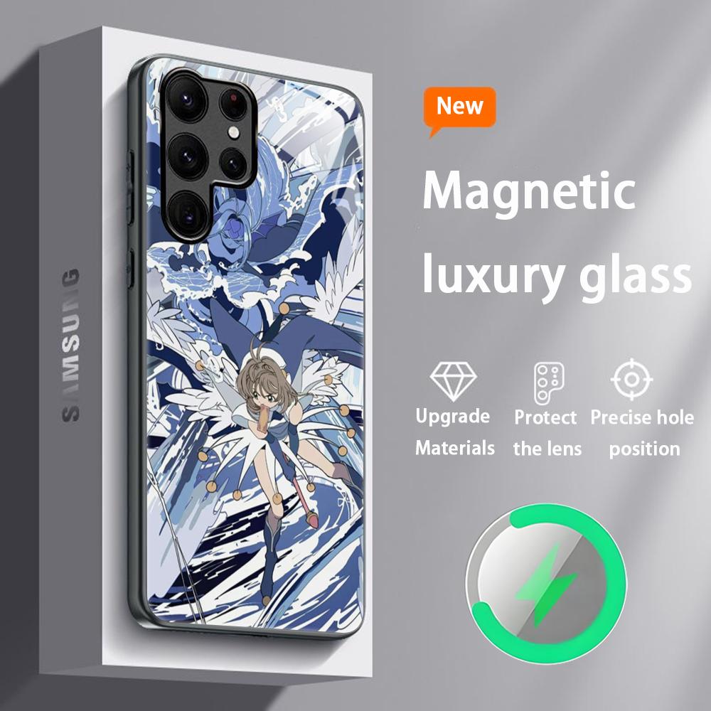 Прекрасный чехол для телефона Cardcaptor Sakura для Samsung S25 S24 S23 S22 S21 S20 Plus Ultra Note20 Стеклянный магнитный чехол