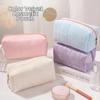 Large Capacity Plaid Makeup Bag Zipper Closure Plush Storage Bag Portable Cosmetic Bag  Students