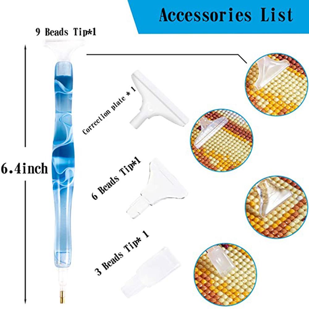 Ручка для алмазной живописи, ручки для алмазной живописи из смолы ручной работы с клеевой глиной и различными наконечниками, 5D инструменты для алмазной живописи