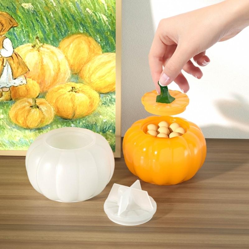 3D Pumpkin Jar Resin Mold Storgae Box with Lid Silicone Molds Storage Container Crystal Epoxy Mould Jewelry Making