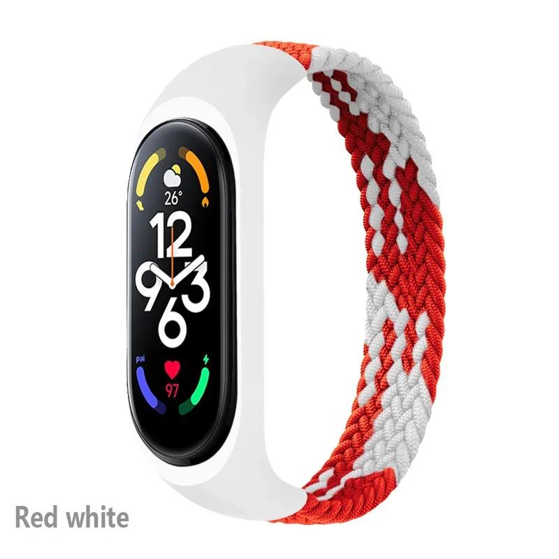 Браслет для Xiaomi Mi band 6 7 Ремешок Нейлоновый плетеный solo loop pulseira браслет Miband5 Ремешок на запястье ремешок Mi band 5 4 3 6 correa