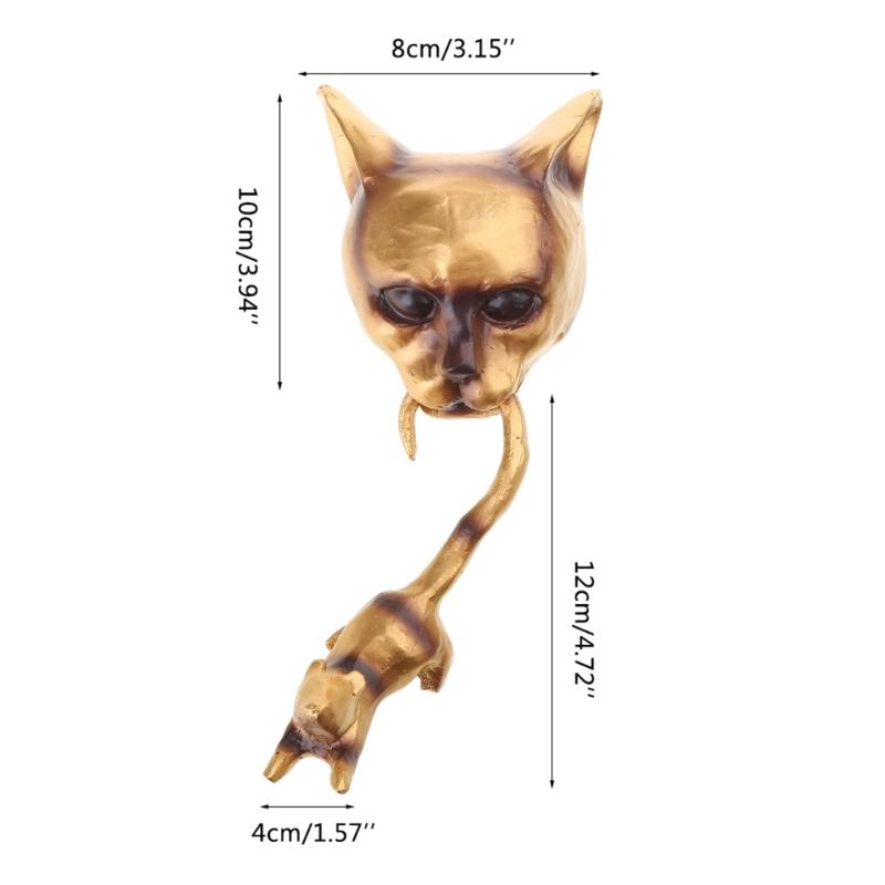 Скульптура дверного молотка в виде кошек Украшения Кошки и Мыши Декоративные Кошки Отпугиватель Мышей Декор Передняя Дверь Стена H