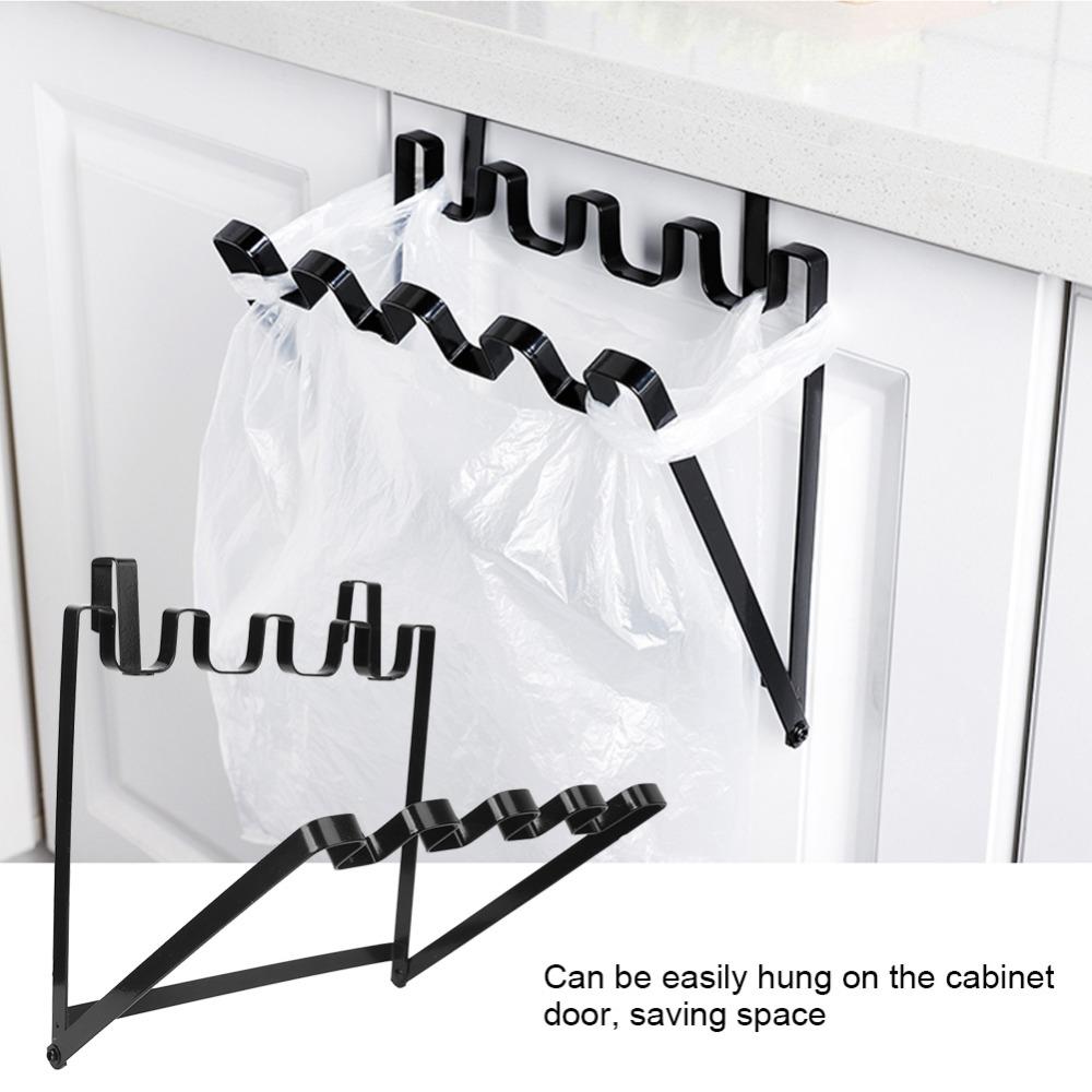 Over Cabinet Door Waste Bag Rack Hanging Type Garbage Bag Hanging Rack Trash Bag Holder Kitchen
