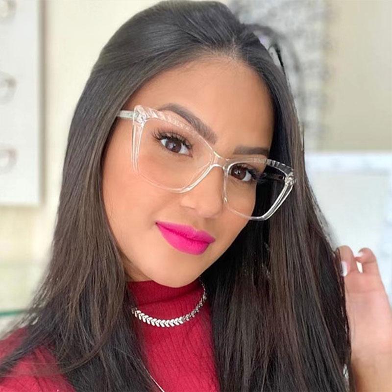 New Fashion Trend Cat Eye Anti Blue Light Optical Glasses Frames Women Crystal Cut Fashion Computer Eyeglasses
