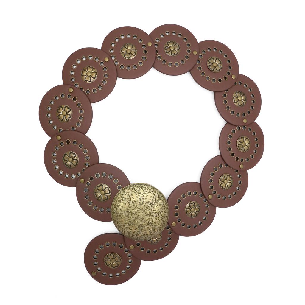 Винтажный западный джинсовый стиль Персонализированный ремень Женский металлический сращенный полый газовый глаз Поясная печать