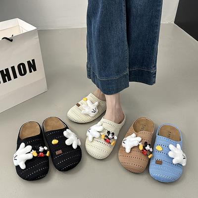 Милые повседневные полые дышащие мультяшные милые тапочки-сумки женские 2025 лето новые модные универсальные крутые тапочки