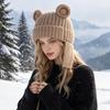 Мягкая акриловая зимняя шапка для взрослых и подростков, шапка-ушанка для холодной погоды с плетеными завязками и деталью в виде ушек медвежонка для повседневного использования
