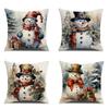 New Christmas Pillowcase Christmas Snowman Living Room Decoration Linen Sofa Cushion Cover Car Waist Pillowcase Cover
