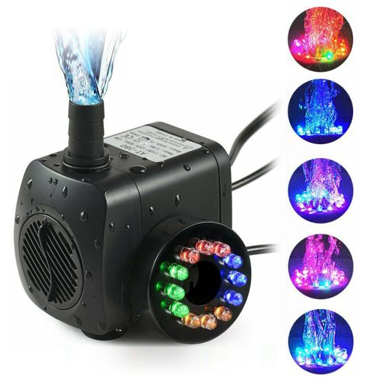 15W 800L/H 12LED Mini Fish Tank Aquarium Ponds Submersible Fountain Water Pump