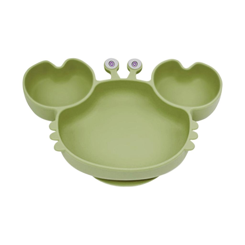 Детская обеденная тарелка, силиконовая посуда с мультяшным крабом, интегрированная разделенная пищевая дополнительная посуда, силиконовая детская обеденная тарелка