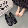 Французские туфли Мэри Джейн с легким бантом, женские, летние, однотонные, на плоской подошве, с юбкой, с одинарной пряжкой