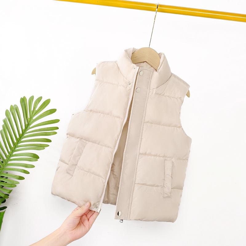 Зимний простой утолщенный жилет для девочек среднего и большого размера без рукавов с открытыми плечами