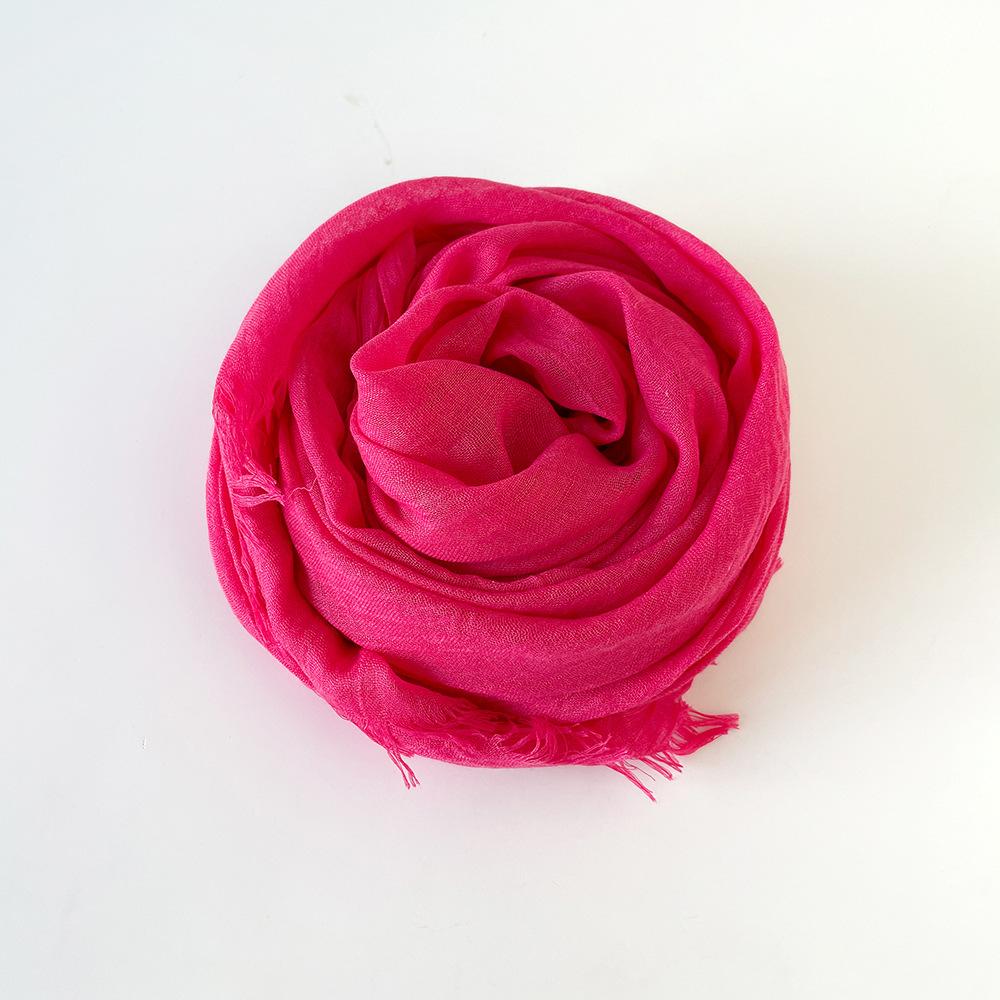 Solid Color Scarf Cotton and Linen Shawl Yarn Women's Summer Sunscreen Headscarf Retro Yarn Lengthened