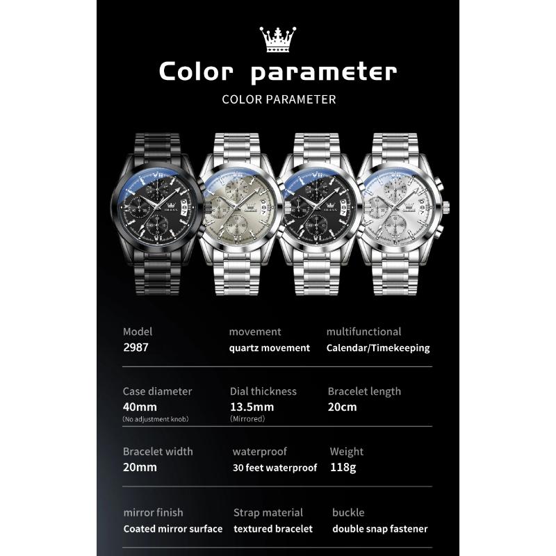 OLEVS Мужские часы Многофункциональные Водонепроницаемые Календарь Хронограф Роскошный Бренд Оригинальные Кварцевые Часы Мужские Спортивные Часы