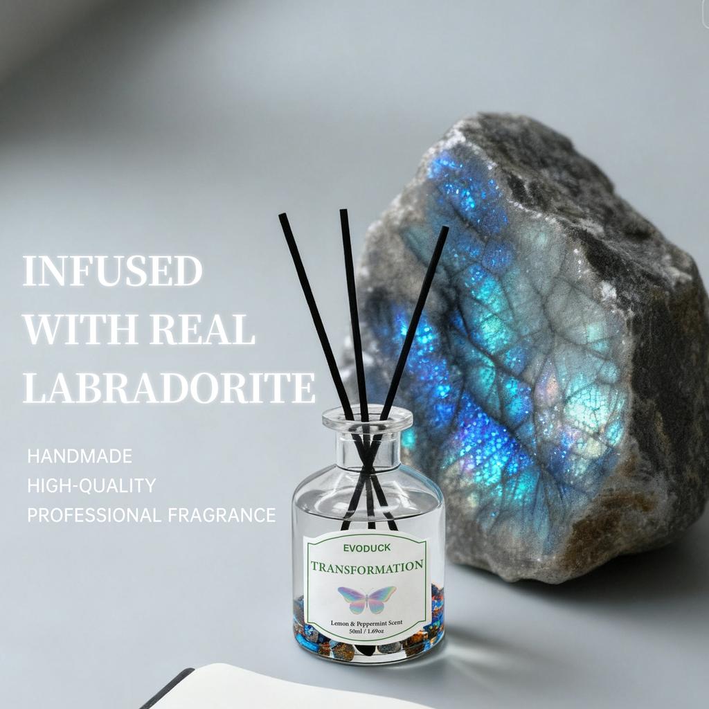 Flameless Reed Diffuser Set - Bottle With Essential Oil & Rattan Reeds | Car Air Freshener ,winter Christmas Gift,gift for Woman