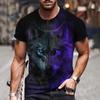 Wolf T Shirt Men Vintage Animal Print Short Sleeve Top 3D Casual Street Man's T-shirt Oversized Tee Shirt Men Clothing