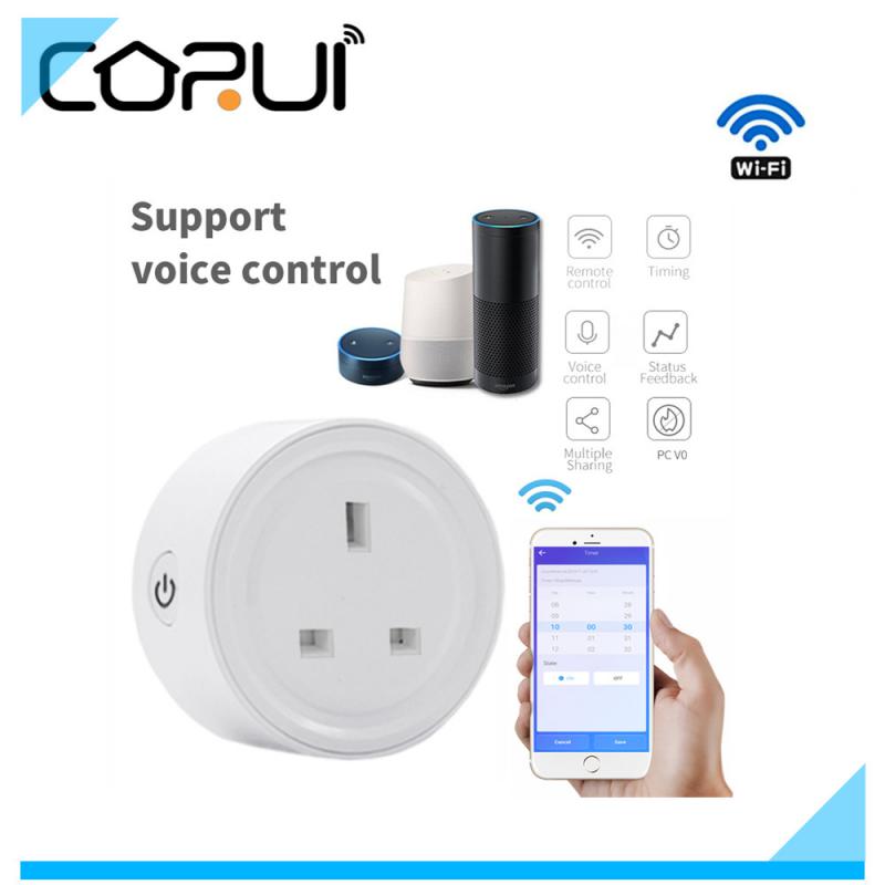 Умная розетка Corui Wi-Fi, британская вилка, приложение Ewelink, дистанционное управление, поддержка Alexa Google Home Assistant, голосовое управление, функция синхронизации