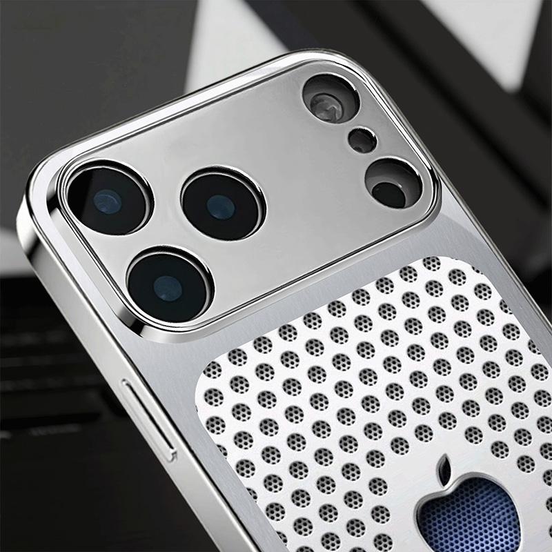 Металлический Чехол для Телефона с Узором из Круглых Отверстий, Закаленное Стекло, Гальванизированный Чехол для iPhone 17 Pro Max 11 12 13 14 15 16 Plus 16E 17Air