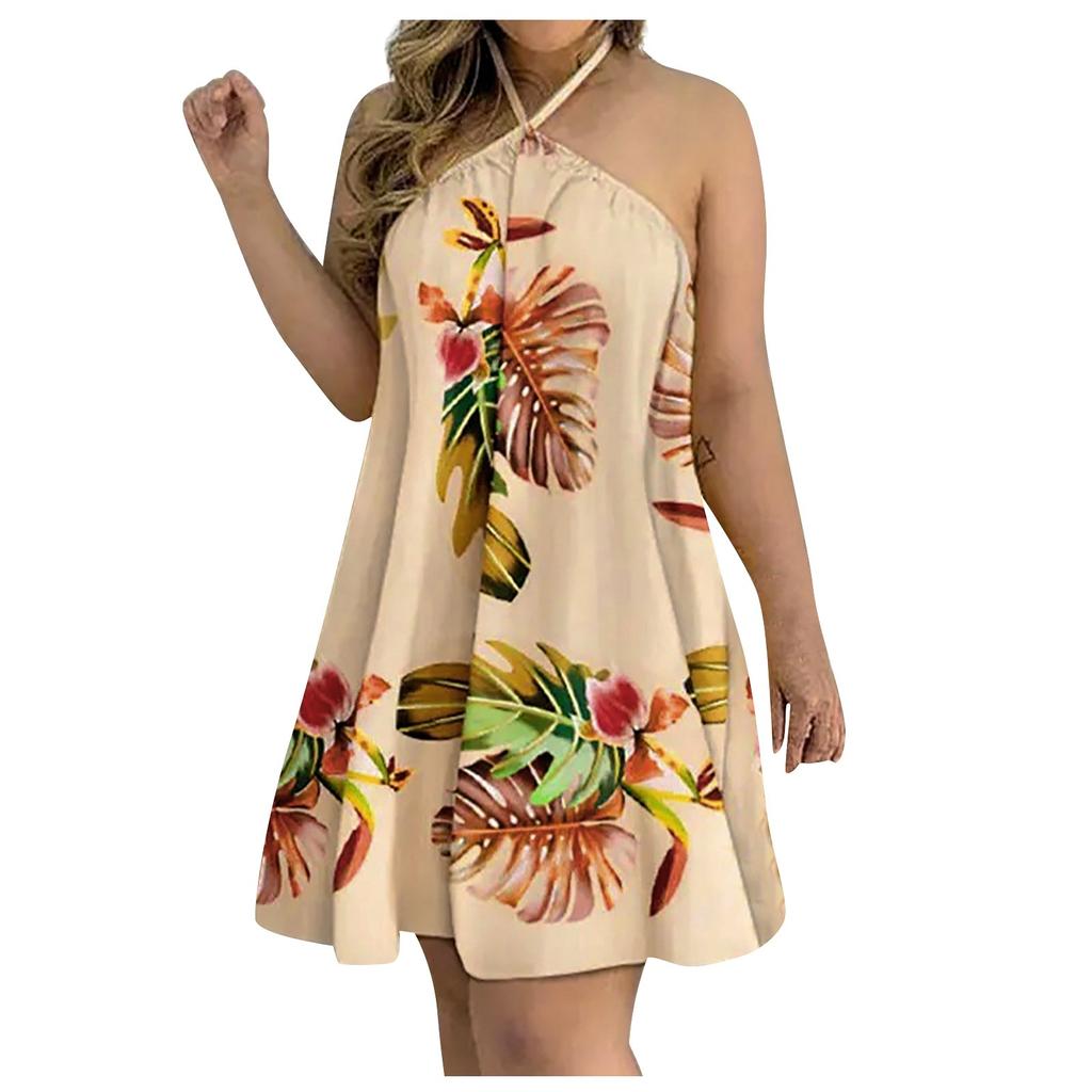 Женское летнее повседневное свободное платье с открытыми плечами и завязками