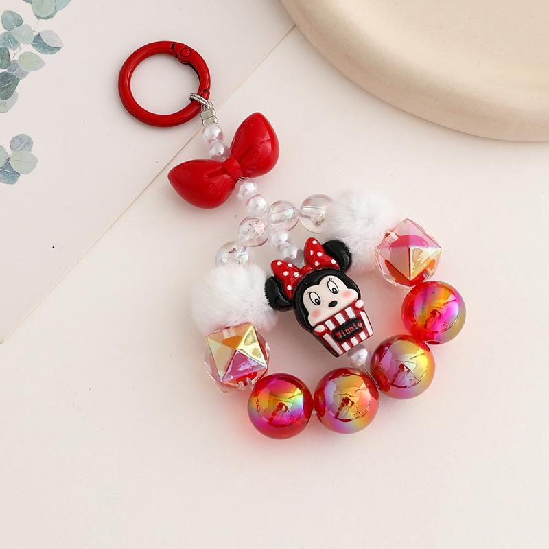 Мультяшная Девочка Сердце Веселье Ручная Работа Бисером Акрил Не Осыпающаяся Краска Цепочка для Телефона Захват Кукла Брелок Сумка Подвесное Украшение