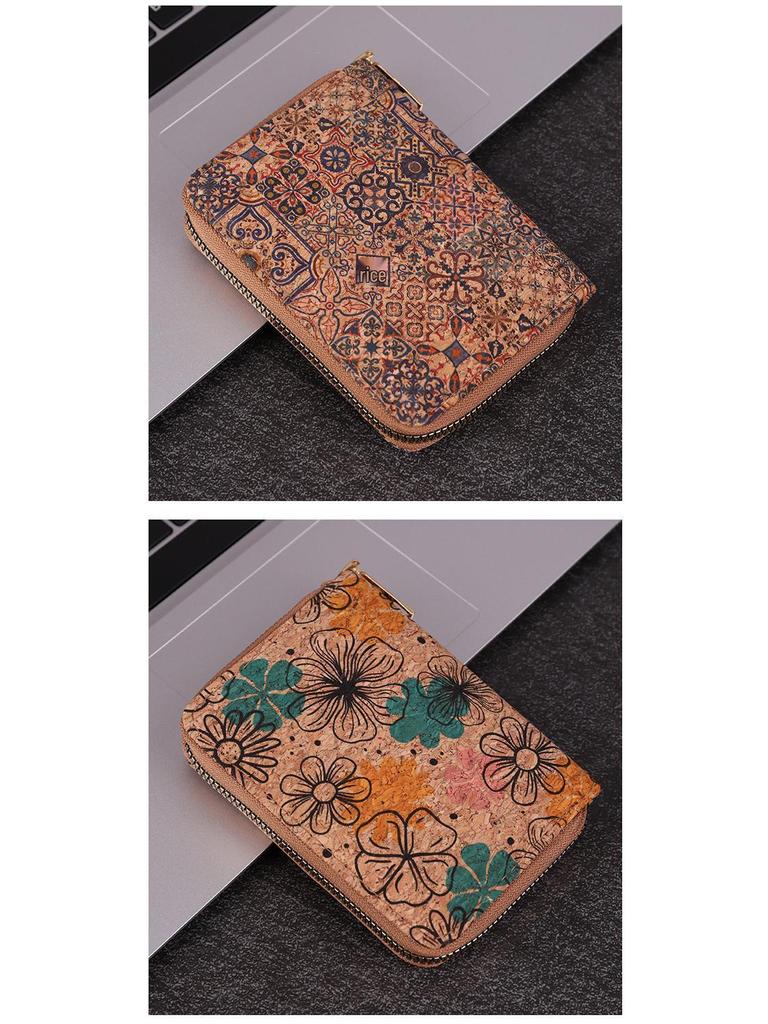 Ретро кошелек в богемном стиле с текстурой дерева: Многофункциональная маленькая женская сумка-картхолдер