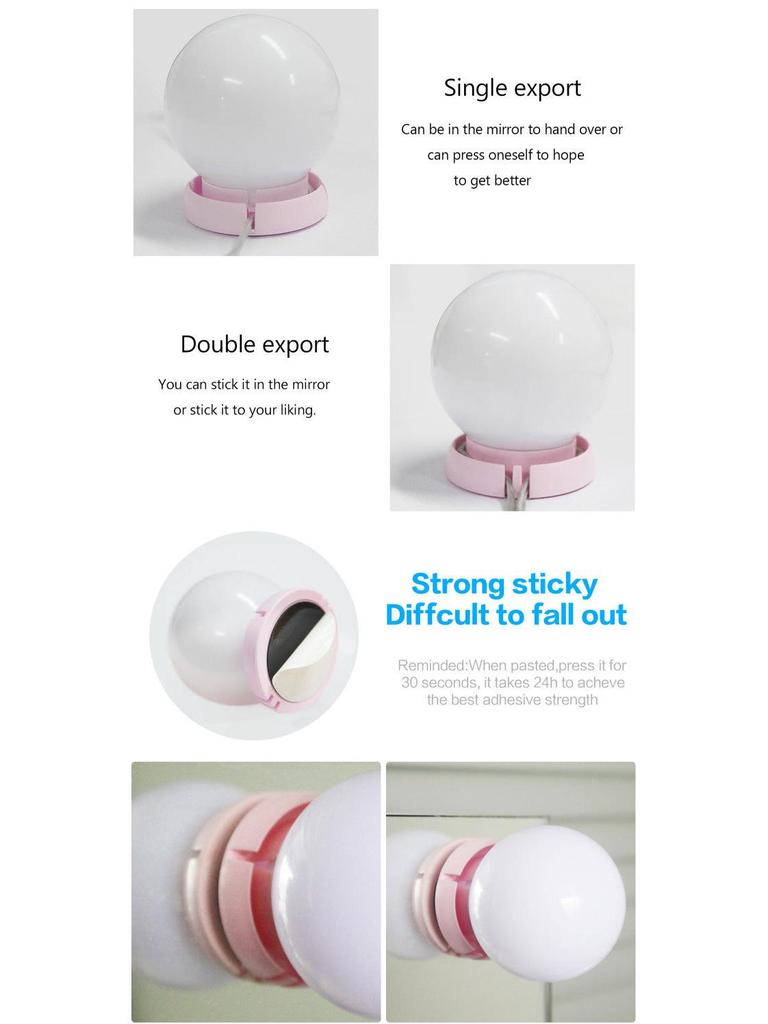 USB LED Vanity Mirror Light with 10 Hollywood Bulbs