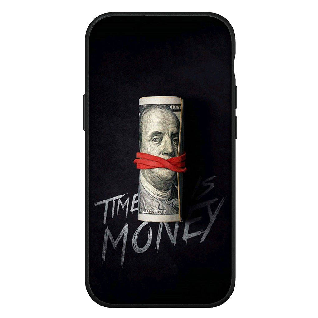 Чехол для iPhone 16 15 Xiaomi Redmi Note 14 13 12 11 Pro Max X 8 16e Samsung Galaxy S25 S24 S23 Moto OPPO Huawei Time is Money 100 Dollars Phone Case