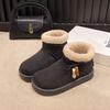 Winter New Women's Snow Boots Fluffy Retro Versatile Cover Feet Medium Tube Thick Velvet Warm Cotton Shoes Women's Large Size