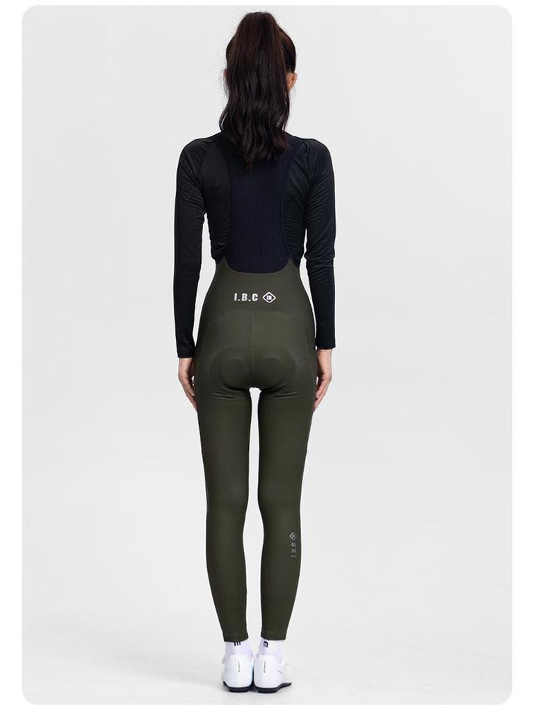 Женские флисовые велосипедные штаны-полукомбинезон INBIKE с высокой талией, карманами и ремнем для осенне-зимнего шоссейного велоспорта