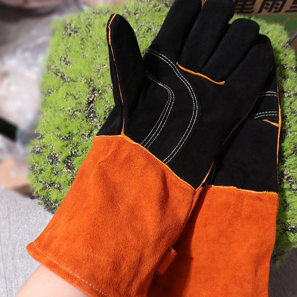 1 пара термостойких рабочих защитных перчаток, защита труда, сварочные перчатки, кожаные сварочные перчатки, садовые