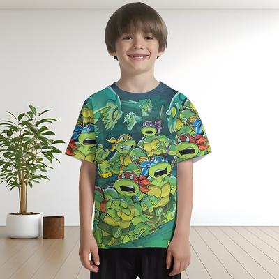 Летний топ с круглым вырезом и 3D-принтом «Черепашки-ниндзя», модная повседневная детская футболка с коротким рукавом для мальчика