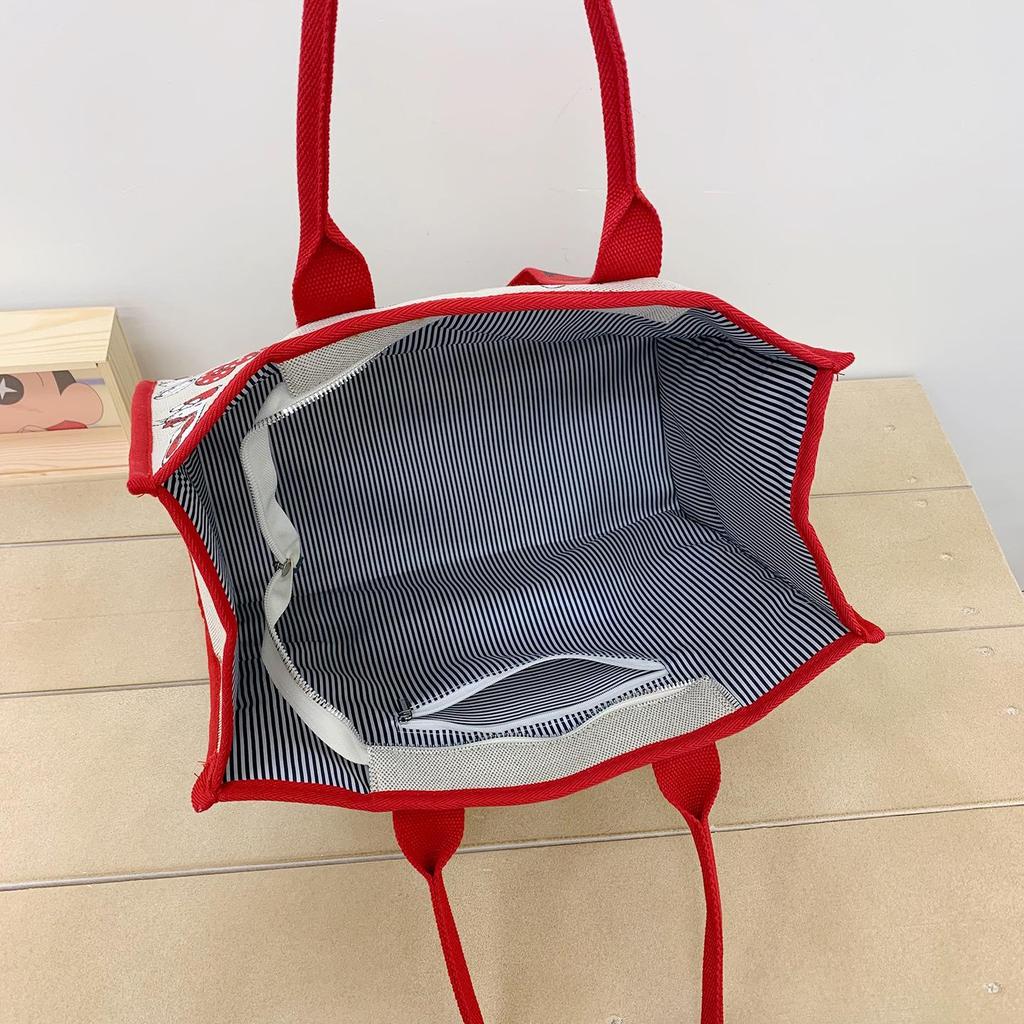 Large Capacity Korean Cartoon Cat Canvas Crossbody & Tote Bag