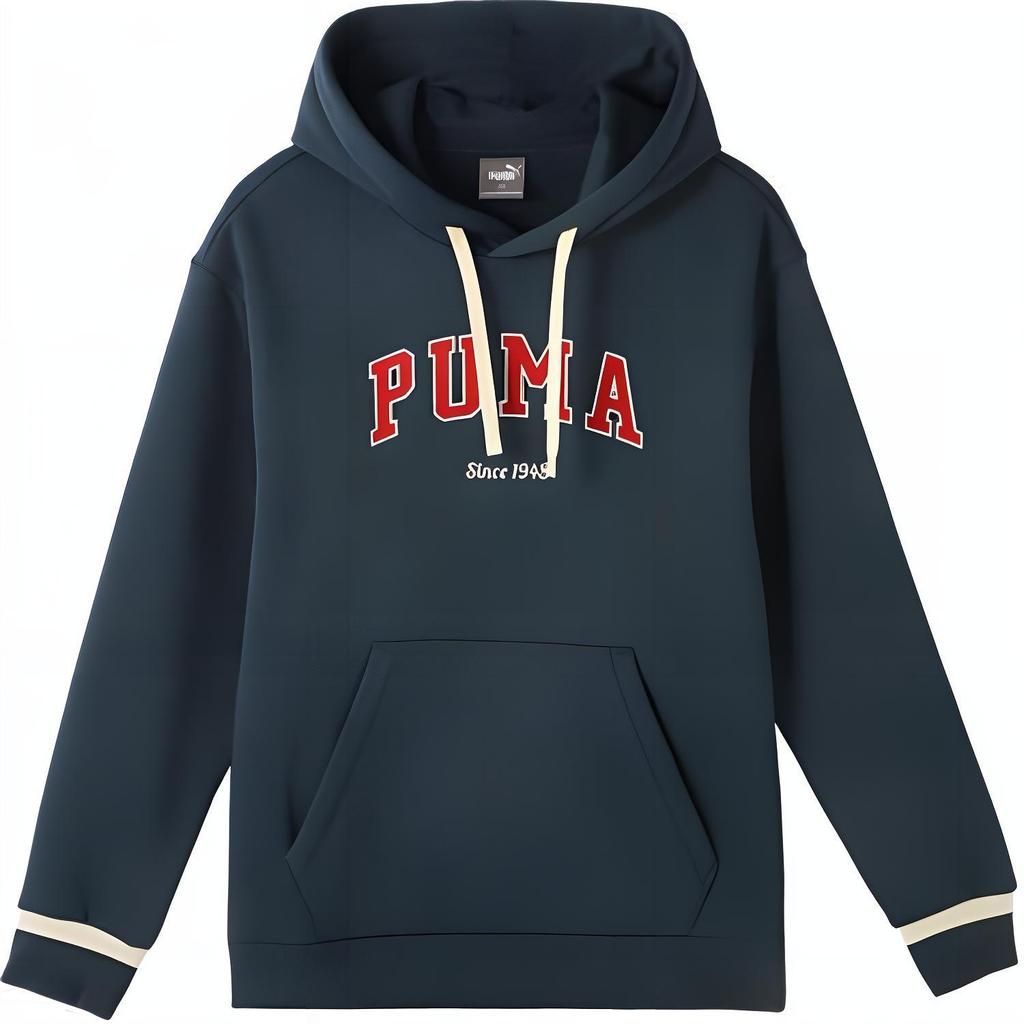 Puma Спортивная повседневная флисовая толстовка с капюшоном и длинным рукавом с принтом букв, мужская толстовка темно-синего цвета 686857-16