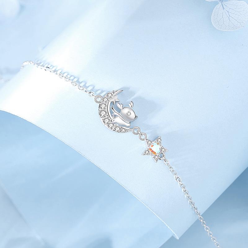 Браслет в корейском стиле с луной и оленями: Браслет из лунного камня в стиле Мори, Идеальный рождественский подарок для друзей