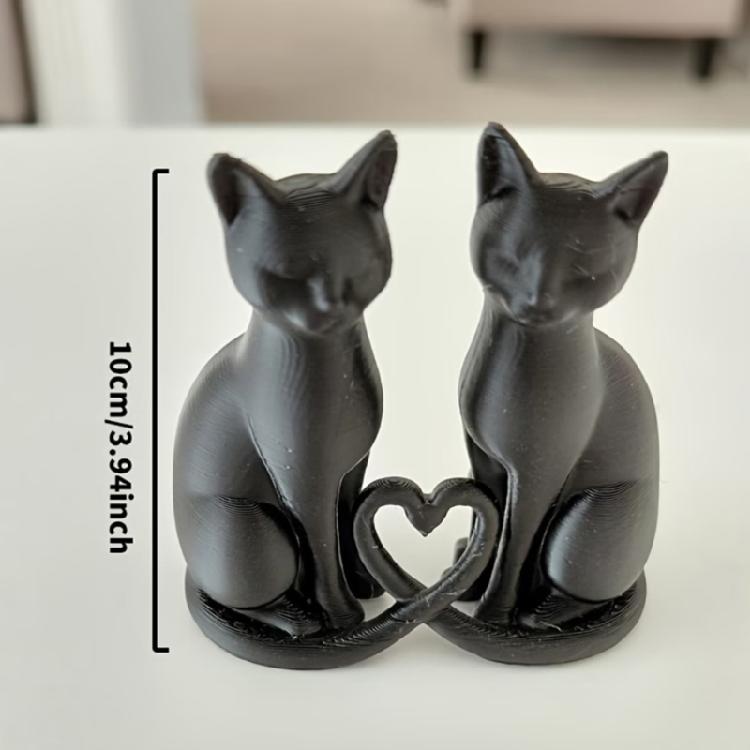 Милая Маленькая Кошка Скульптура С Дизайном Сердца Черный Котенок Пара Фигурка Для Прикроватного Столика И Свадебных Вечеринок Подарок