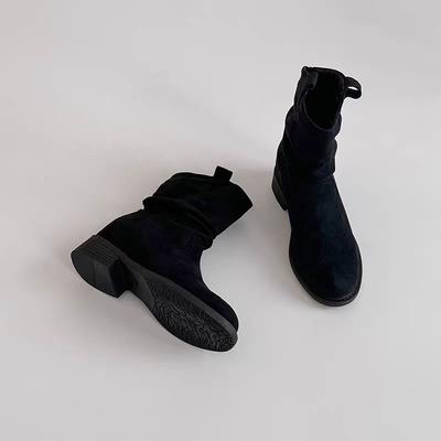 Увеличение роста 8 ботинок Мартина женские осенние модели средняя труба тонкие маленькие мужские сборки плиссированные универсальные ретро женские ботинки короткие ботинки