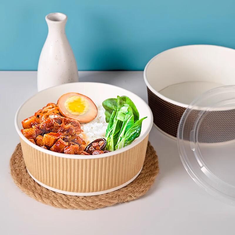 Disposable Corrugated Kraft Paper Bowls with Lids