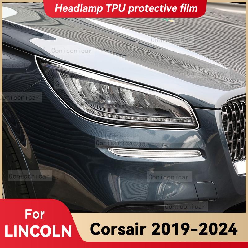 For LINCOLN Corsair 2019-2024 Car Headlight Transparent TPU Protective Cover Film Front Light Tint Change Color Sticker