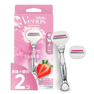 Бритва VENUS для Поставляется с Strawberry Field для Moist Main 2 Replacement Comfort Glide Women, Soap, Scent, Skin, Unit, Blades,