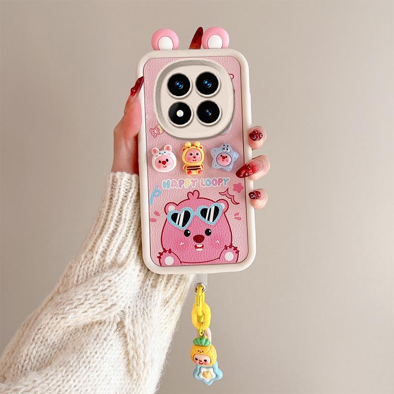 KEYSION Милый чехол с 3D-мультяшным рисунком для Redmi Note 14 Pro 5G 14 Pro+ с браслетом, силиконовый противоударный чехол для телефона Xiaomi POCO X7