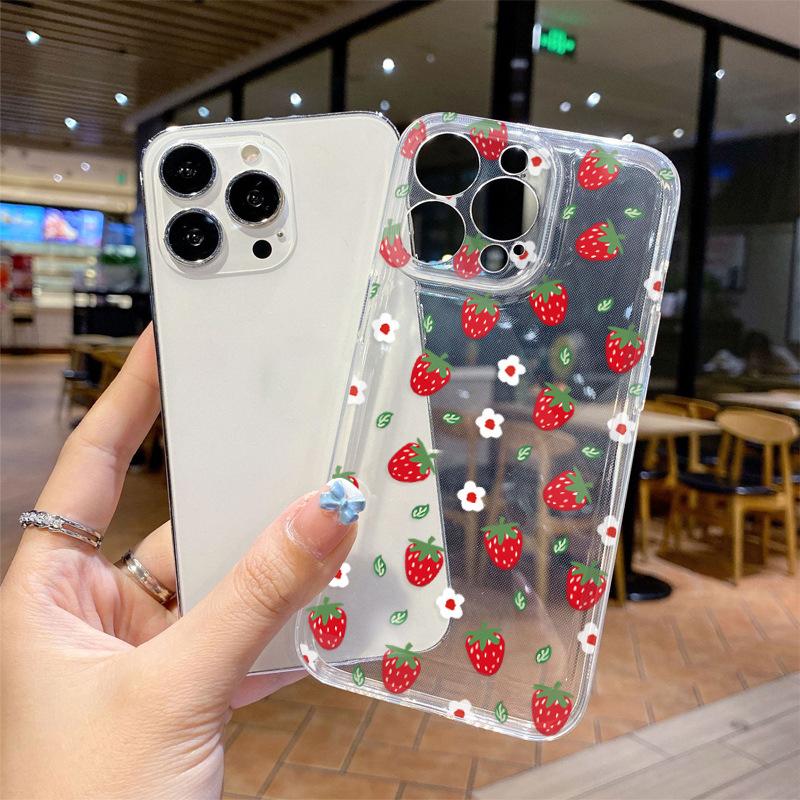 Летняя жизнерадостность клубника чехол для мобильного телефона iPhone11 ультратонкий прозрачный противоударный защитный чехол Apple 17 мягкий чехол стиль милой девушки