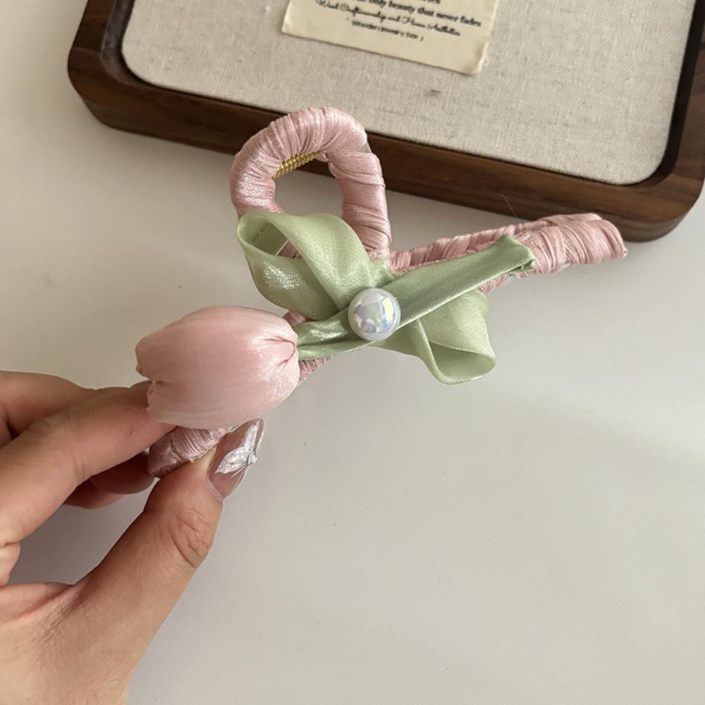 Cloth Tulip Ribbon Hair Ring Hair Tie Flower Hair Claw Exquisite Bowknot Hair Clip Girl