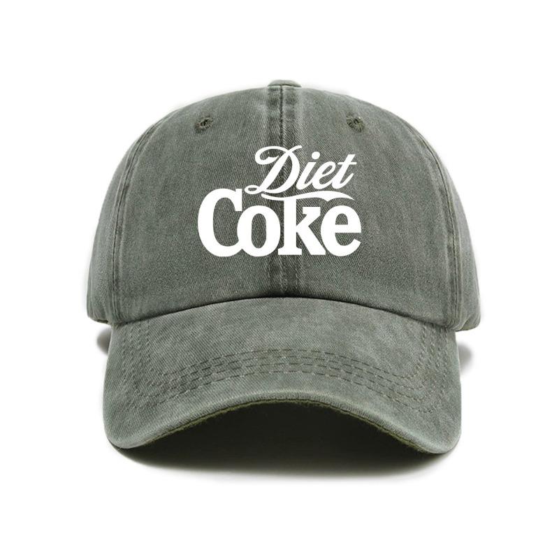 1pc Retro Washed "Diet Choke" Printed Baseball Cap for Women,Classic Casual Stylish Retro Adjustable Driver Cap for Party Tralve