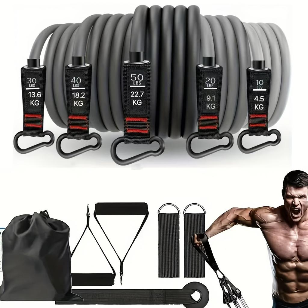 Hot Sale 11-Piece Multifunctional TPE Resistance Band Set 4.5-91kg Chest Muscle Strength Training Indoor Outdoor Fitness Adults