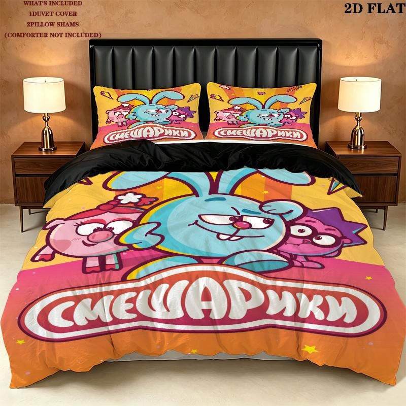 Smeshariki Bedding Quilt Set Quilt Cover Pillowcase Home Decoration Birthday Gift (1 * duvet cover + 2 * pillowcase, without core)
