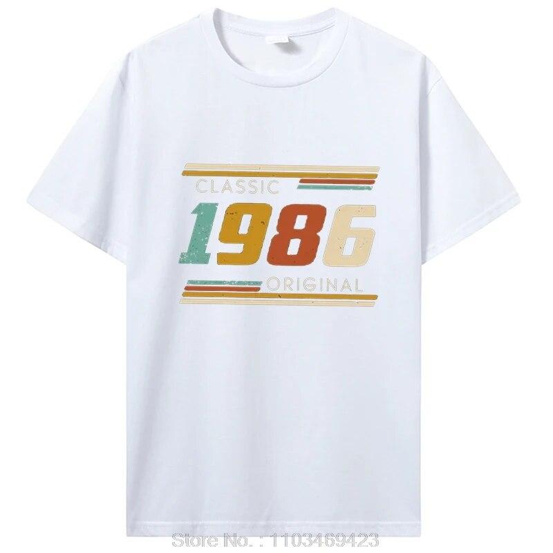Забавные винтажные футболки 1986 года, летняя стильная хлопковая футболка с графическим рисунком, уличная одежда, подарки на день рождения, футболка унисекс, одежда больших размеров