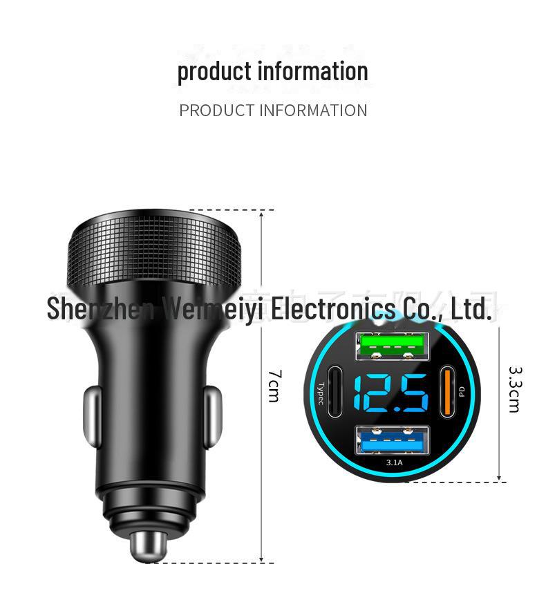 Автомобильное зарядное устройство PD из алюминиевого сплава 2024 года с 4 портами — сверхбыстрая зарядка