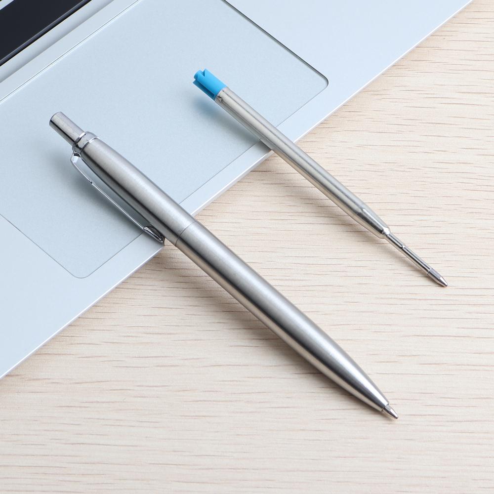 5Pcs/Kit Metal Ballpoint Pen Promotional Pens G2 Refill Blue Ink Automatic Ballpoint Pens Set for School Stationery Office Pen