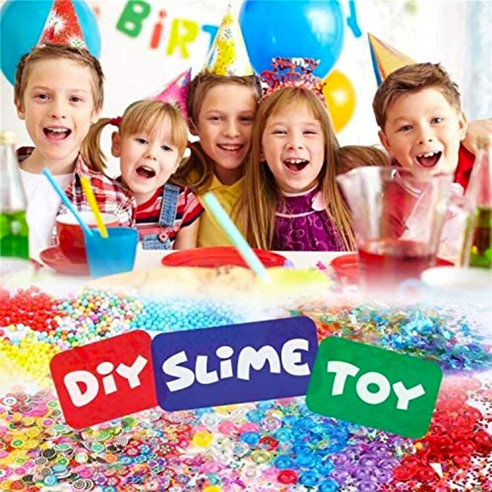 Jecimco Slime Kit Crystal Clay DIY Clay Set Игрушечные глиняные игрушки Инструменты ручной работы Аквариумные бусины Фруктовые дольки Цветная пена Конфетти Содержит 71 штуку Пушистый